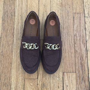 Anne Klein Chocolate Suede Loafers with Gold Chain. LIKE NEW. Worn once!